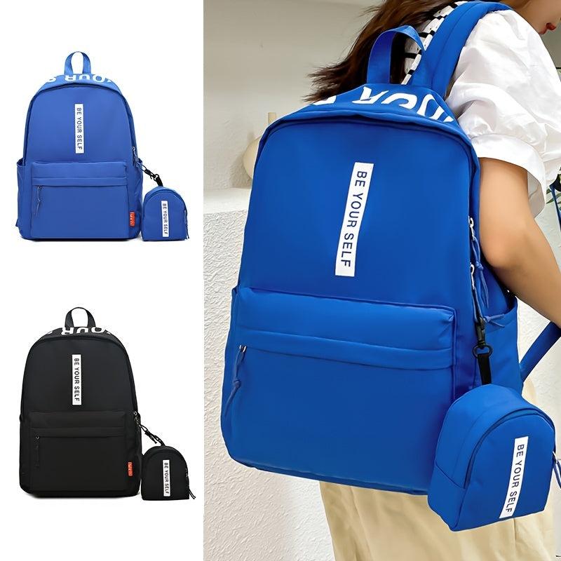 Preppy Style Laptop Backpack with Small Bag