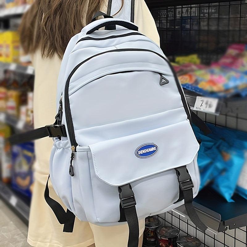 Casual Oxford Cloth Travel Rucksack Preppy Style Backpack