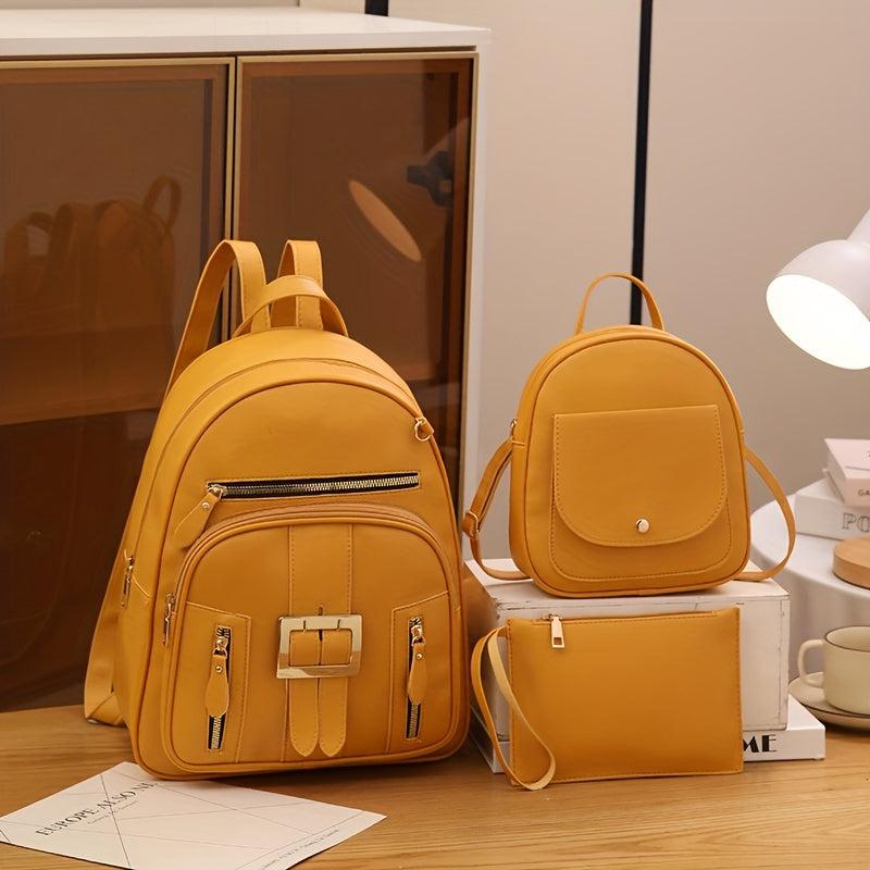3PCS Backpack Set Back To School Daypack Travel Knapsack Crossbody Bag Handbag