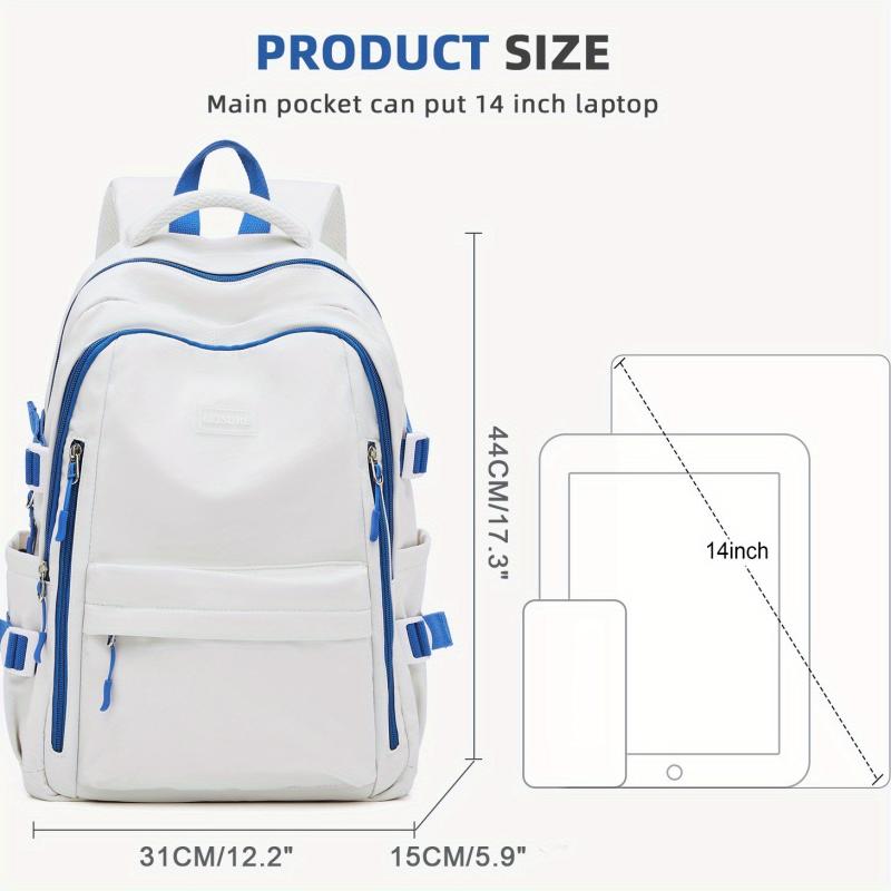 Colorblock School Backpack Large Capacity Preppy Book Bag Stylish Daypack