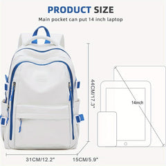 Colorblock School Backpack Large Capacity Preppy Book Bag Stylish Daypack