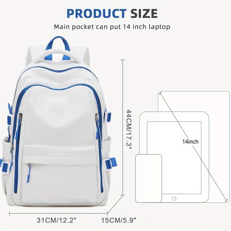 Colorblock School Backpack Large Capacity Preppy Book Bag Stylish Daypack