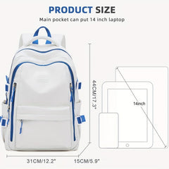 Colorblock School Backpack Large Capacity Preppy Book Bag Stylish Daypack