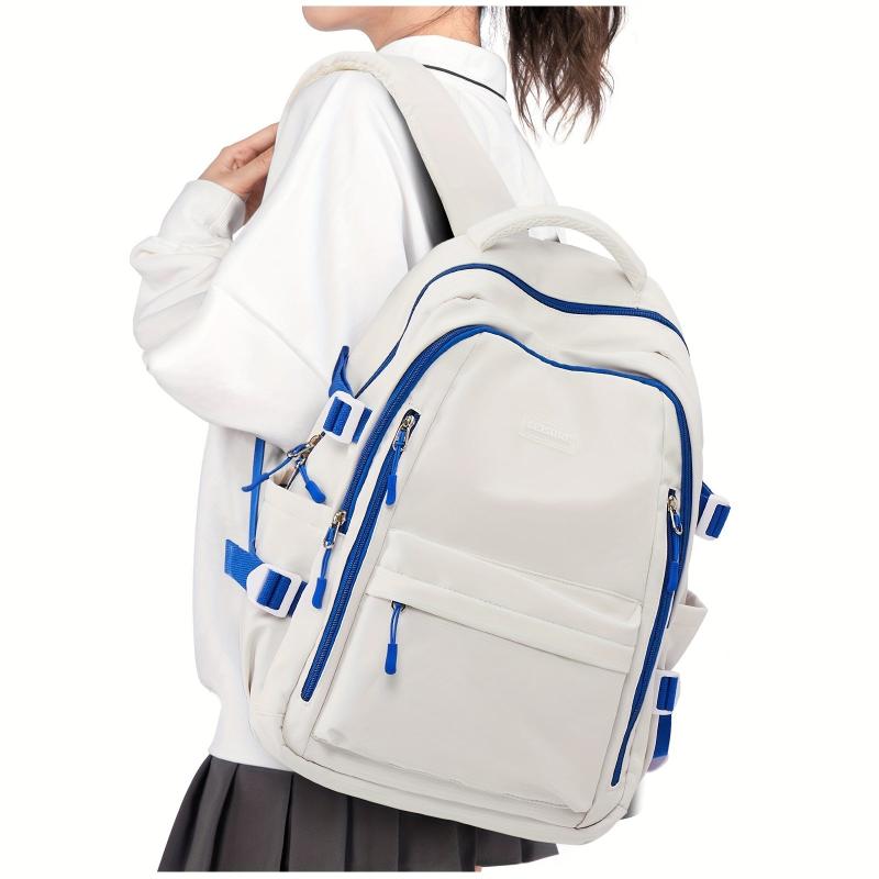 Colorblock School Backpack Large Capacity Preppy Book Bag Stylish Daypack