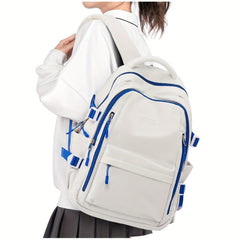 Colorblock School Backpack Large Capacity Preppy Book Bag Stylish Daypack