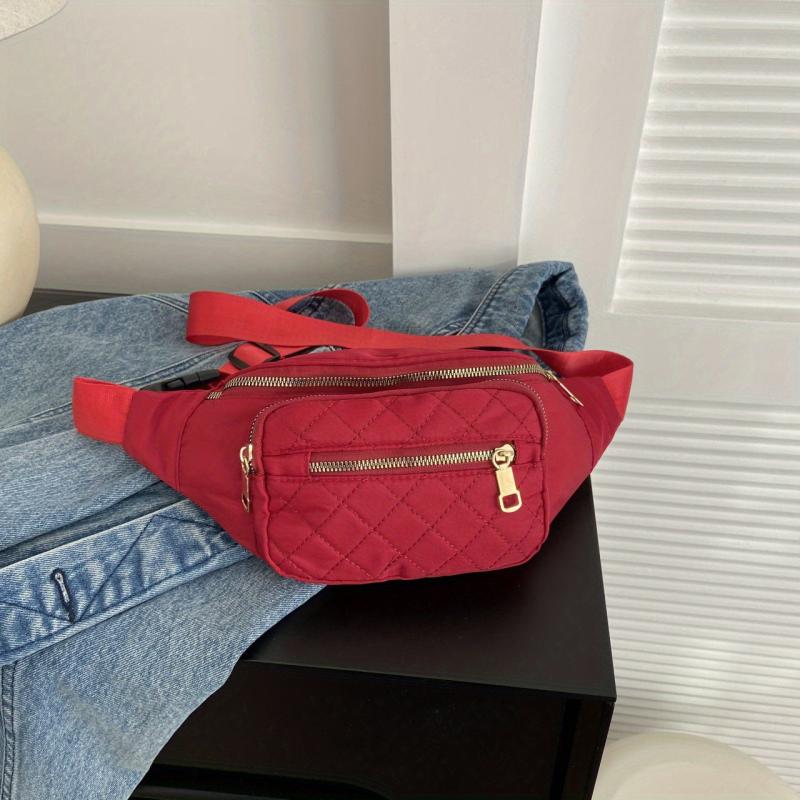 Solid Zipper Crossbody Bag Nylon Durable Sling Bag