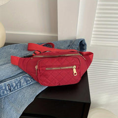 Solid Zipper Crossbody Bag Nylon Durable Sling Bag