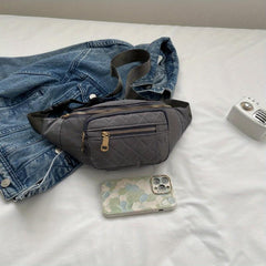 Solid Zipper Crossbody Bag Nylon Durable Sling Bag