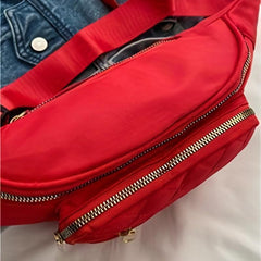 Solid Zipper Crossbody Bag Nylon Durable Sling Bag