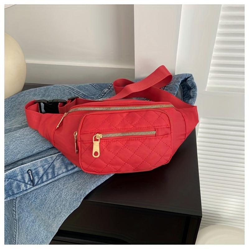Solid Zipper Crossbody Bag Nylon Durable Sling Bag