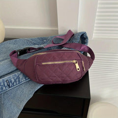 Solid Zipper Crossbody Bag Nylon Durable Sling Bag