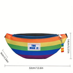 Rainbow Stripe Crossbody Bag Letter Patched Chest Bag