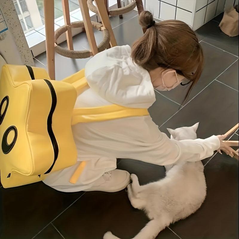 Y2K Big eyed Star Backpack Faux Leather School Bag