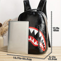Cartoon Shark Teeth Pattern Backpack School Laptop Business Bag