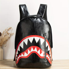Cartoon Shark Teeth Pattern Backpack School Laptop Business Bag