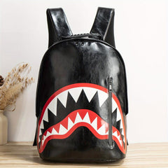 Cartoon Shark Teeth Pattern Backpack School Laptop Business Bag