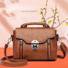 Retro Style Crossbody Bag with Buckle Decor