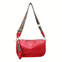 Graphic Pattern Zipper Crossbody Bag With Wide Strap