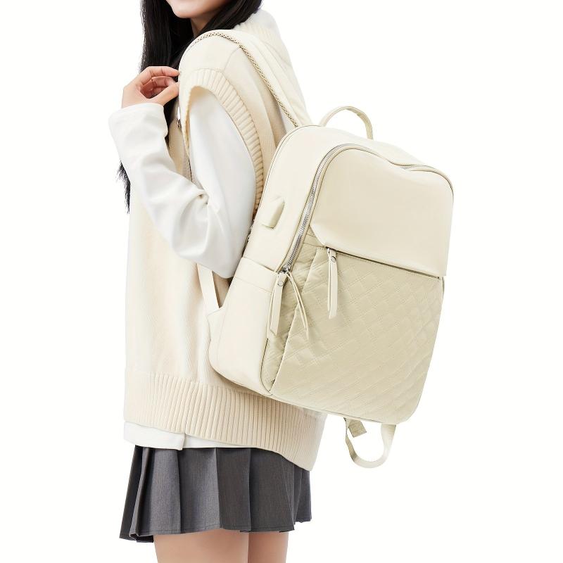 Argyle Pattern Backpack Preppy School Bag Daypack