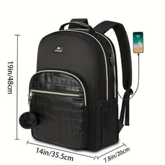 MATEIN Crocodile Embossed Zipper Backpack Large Capacity