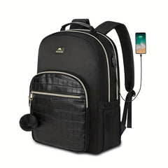 MATEIN Crocodile Embossed Zipper Backpack Large Capacity