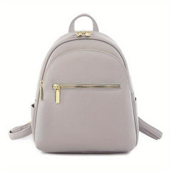 Small Solid Backpack PU Leather Schoolbag Travel Schoolbag For Women