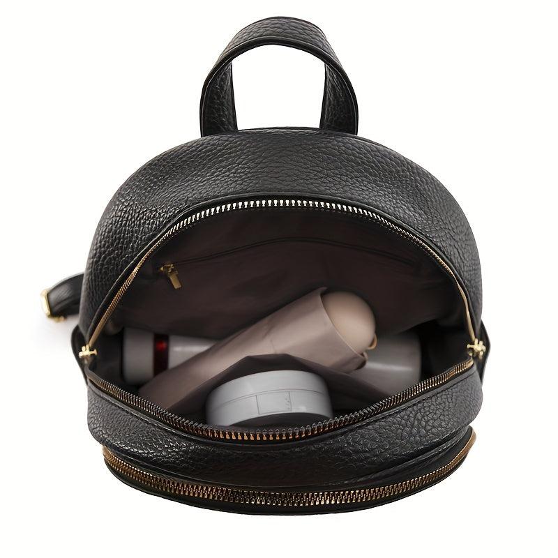 Small Solid Backpack PU Leather Schoolbag Travel Schoolbag For Women