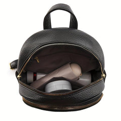 Small Solid Backpack PU Leather Schoolbag Travel Schoolbag For Women