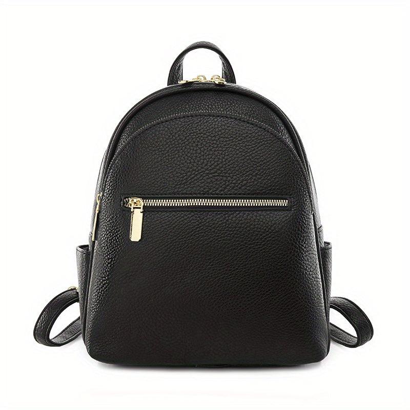 Small Solid Backpack PU Leather Schoolbag Travel Schoolbag For Women
