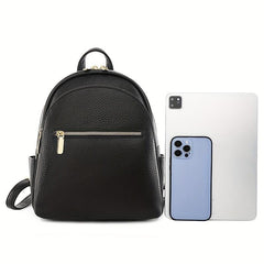 Small Solid Backpack PU Leather Schoolbag Travel Schoolbag For Women