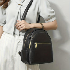 Small Solid Backpack PU Leather Schoolbag Travel Schoolbag For Women