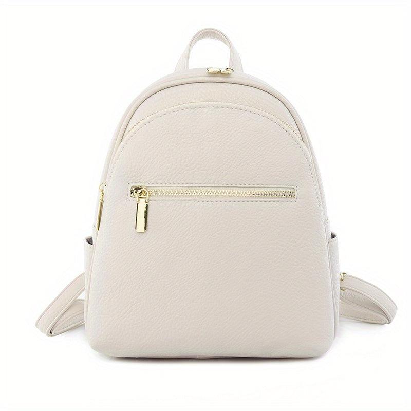 Small Solid Backpack PU Leather Schoolbag Travel Schoolbag For Women