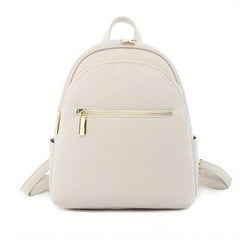 Small Solid Backpack PU Leather Schoolbag Travel Schoolbag For Women