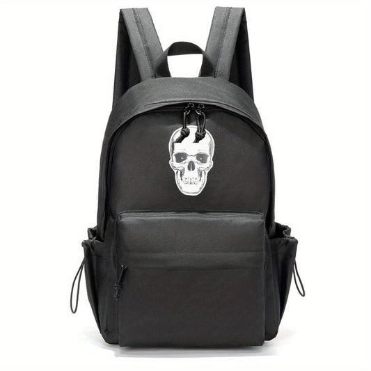 Skull Pattern Zipper Backpack Large Capacity Backpack For School