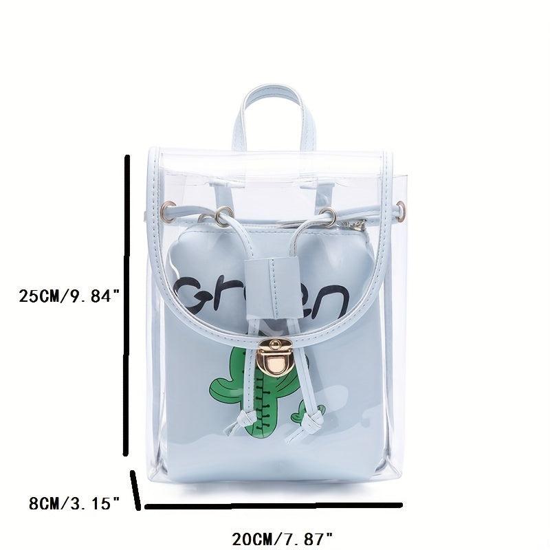 Transparent Backpack All Match Flap Storage Daypack