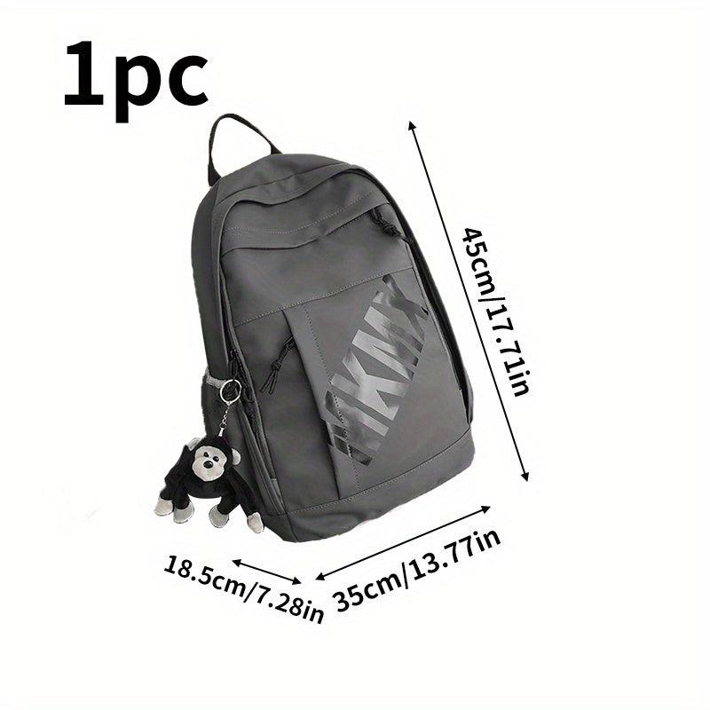 Letter Print Backpack Unisex With Pendant, 34.98