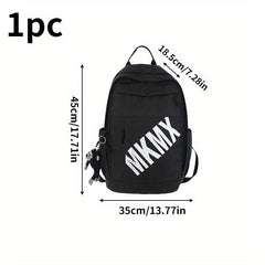 Letter Print Backpack Unisex With Pendant, 34.98
