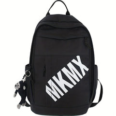Letter Print Backpack Unisex With Pendant, 34.98