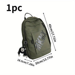 Letter Print Backpack Unisex With Pendant, 34.98