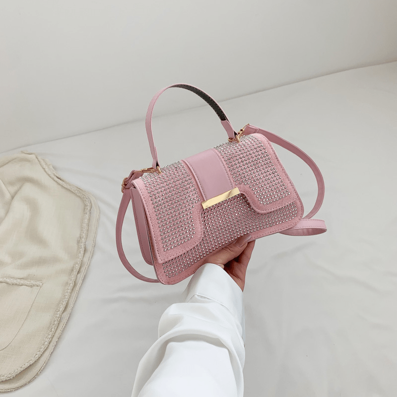 Rivets Decor Crossbody Bag Small Stylish Flap Handbag