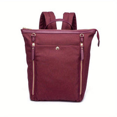 Minimalist Casual Zipper Backpack Solid Rucksack Women's Travel Bag