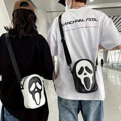 Funny Scream Ghost Crossbody Bag Halloween Skull Shoulder Bag
