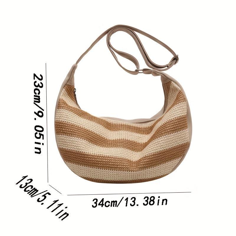 Striped Pattern Hobo Bag Large Capacity Crossbody Bag