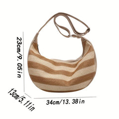 Striped Pattern Hobo Bag Large Capacity Crossbody Bag