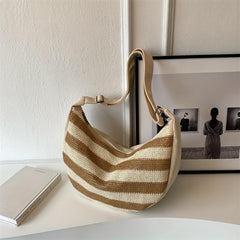Striped Pattern Hobo Bag Large Capacity Crossbody Bag