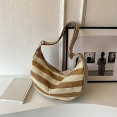 Striped Pattern Hobo Bag Large Capacity Crossbody Bag