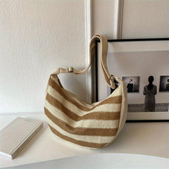 Striped Pattern Hobo Bag Large Capacity Crossbody Bag