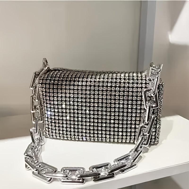 Rhinestone Bucket Bag Glitter Chain Prom Purse Women's Mini Crossbody Bag