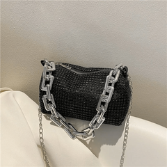 Rhinestone Bucket Bag Glitter Chain Prom Purse Women's Mini Crossbody Bag