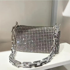 Rhinestone Bucket Bag Glitter Chain Prom Purse Women's Mini Crossbody Bag